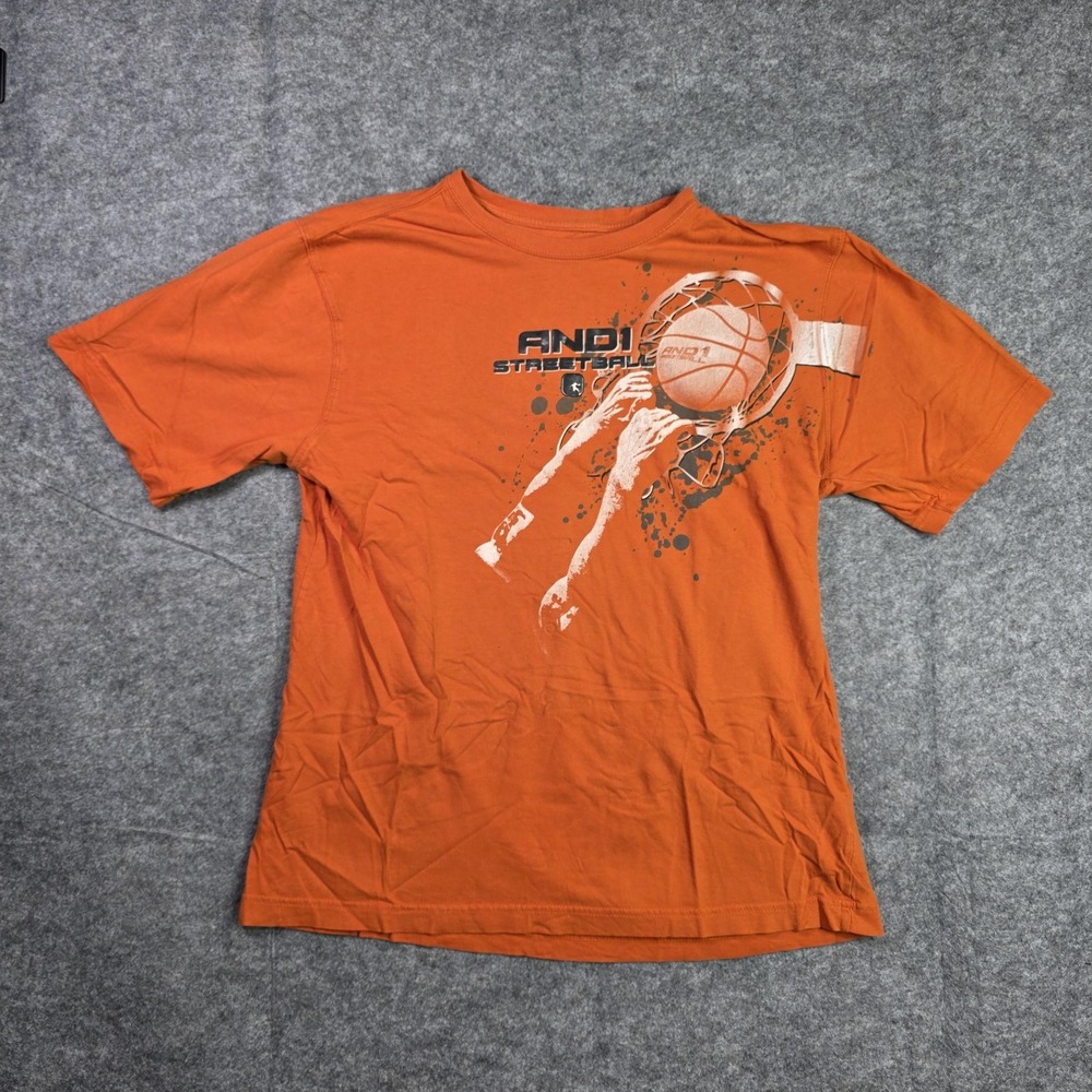 AND1 Streetball Shirt Mens Large Orange Basketball Graphic Tee Sun‎ Tzu Quote